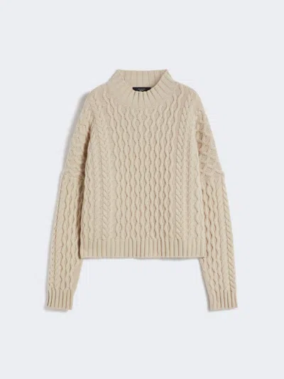 Max Mara Boxy-fit Wool Knit Jumper In Neutral