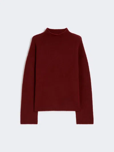 Max Mara Boxy Jumper In Stretch Cashmere Yarn In Burgundy