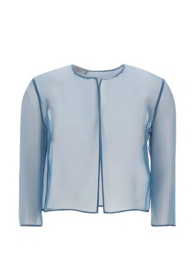 Max Mara Boxy Sheer Jacket In Blue