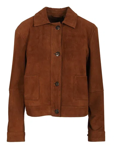 Max Mara Boxy Suede Jacket Jackets Brown