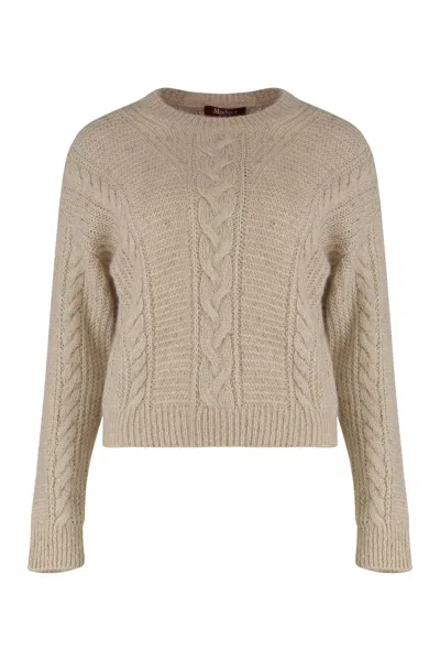 Max Mara Studio Boxy Sweater In Blended Alpaca In Neutral