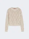 Max Mara Boxy Sweater In Wool And Cashmere With Sequins In Neutral