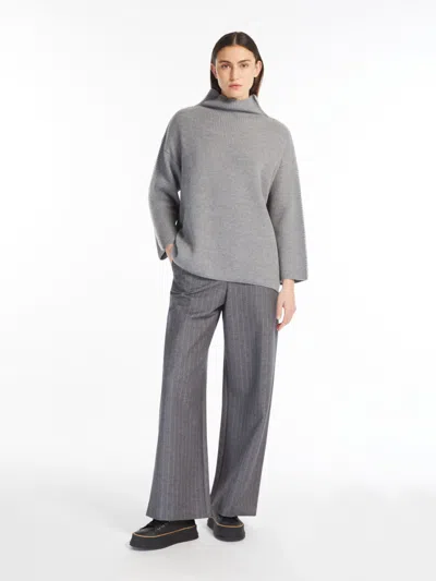 Max Mara Boxy Wool Jumper In Light Grey