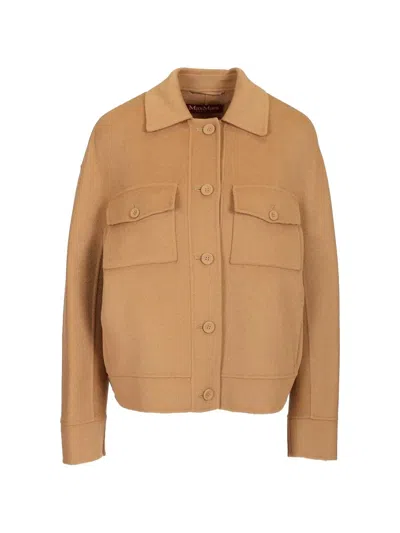 Max Mara Boxy-fit Button-up Jacket In Brown