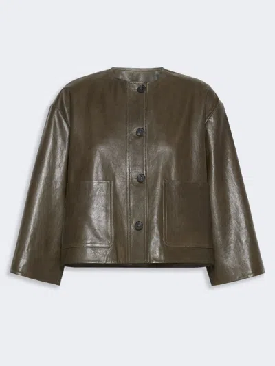 Max Mara Boxy-fit Nappa Leather Jacket In Green