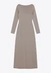 Max Mara Beige Dress In Viscose And Lurex Yarn In Gray