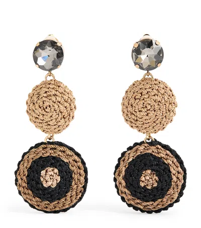 Max Mara Braided Crystal-detail Drop Earrings In Beige