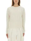 Max Mara Slim Fit Cable-knit Cashmere Pullover In Neutral
