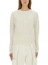 Max Mara Slim Fit Cable-knit Cashmere Pullover In White