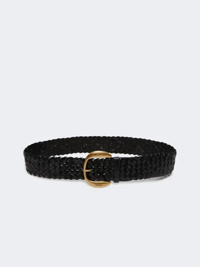 Max Mara Braided Leather Belt In Black