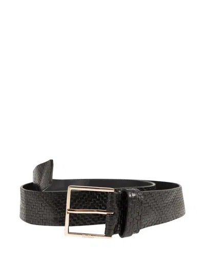 Max Mara Maxmara Mxatrine Braided Leather Belt In Black
