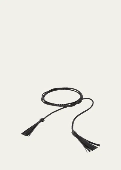 Max Mara Braided Patent Leather Belt In Black