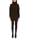 Max Mara Cable Knit Roll-neck Dress In Multi