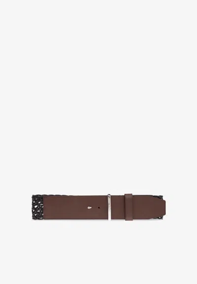 Max Mara Braided Woven And Leather Belt In Black
