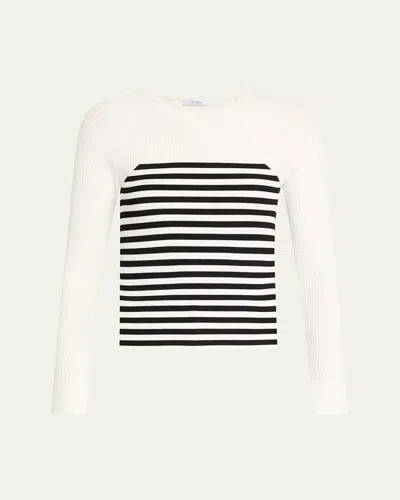 Max Mara Braies Stripe Ribbed Top In White