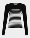 Max Mara Braies Striped Rib Crewneck Sweater In Black