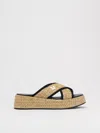 Max Mara 30mm Braies Raffia Wedge Sandals In Paglia