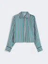 Max Mara Brama Stripe Crop Silk Button-up Shirt