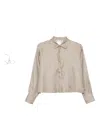 Max Mara Long Sleeves Silk Shirt With Vertical Stripes In Neutral