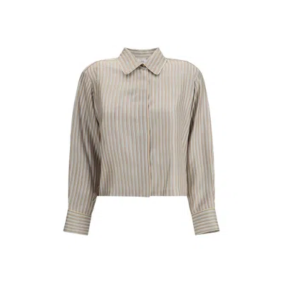 Max Mara Brama Silk Shirt In Gray