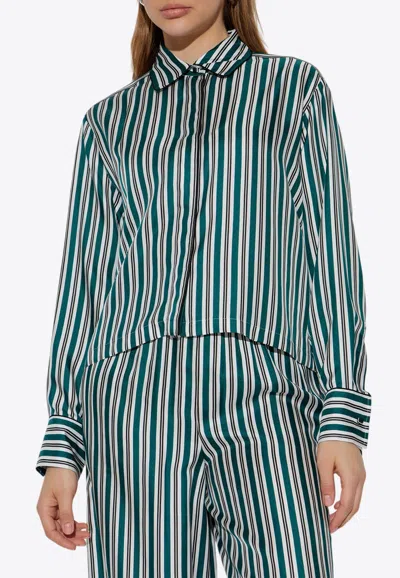 Max Mara Brama Striped Silk Button-up Shirt In Blue