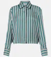 Max Mara Brama Stripe Crop Silk Button-up Shirt