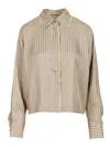 Max Mara Brama Striped Twill Silk Cropped Shirt Shirts Multicolor In Gray
