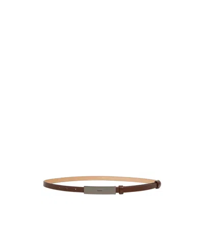 Max Mara Brand Nameplate Decorative Belt In Nude