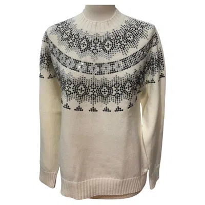 Pre-owned Max Mara Brand New Round Collar Wool & Crystals Pull M In Gray