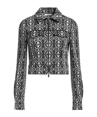 Max Mara Branded Logo Jacket In Black