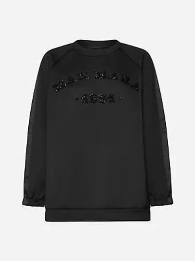 Pre-owned Max Mara Bratto Logo Cotton-blend Sweatshirt In Black