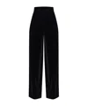 Max Mara High Waist Velvet Wide Leg Trousers In Black