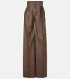 Max Mara Brava Wool And Silk-blend Wide-leg Pants In Brown