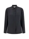 Max Mara Mxmsiamese Collared Shirt Long Sleeves Pocket In Gray