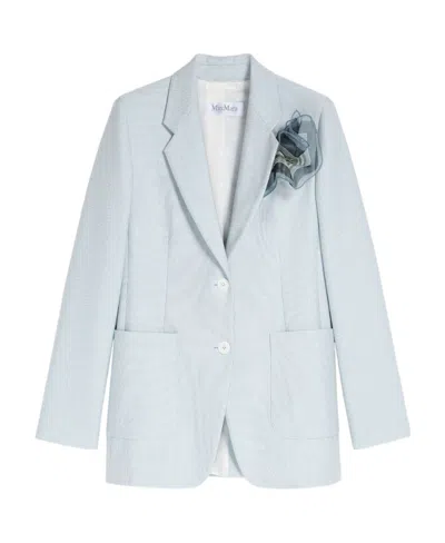 Max Mara Breasted Slim Suit Jacket In Blue