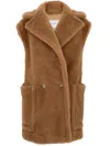 Max Mara Camel-coloured Teddy Fabric Waistcoat