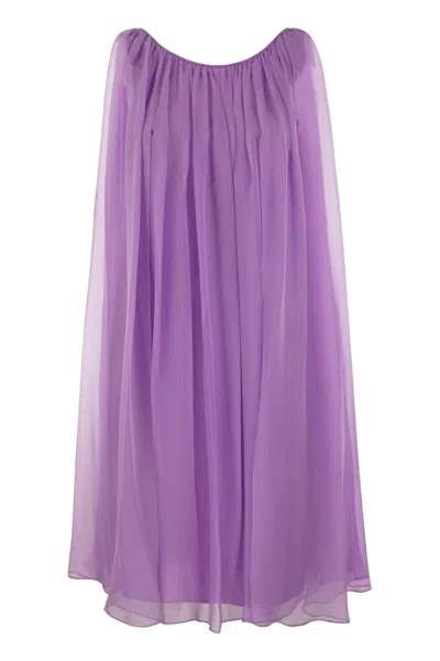 Max Mara Breezy And Beautiful Silk Chiffon Flared Dress In Pink