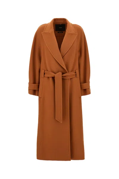 Max Mara Brick Cashmere Coat In 010