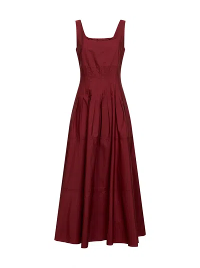Max Mara Brick Red Poplin Mstfeltre Long Dress In Brown