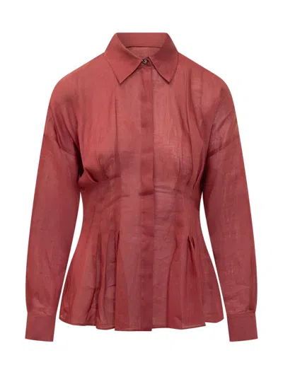 Max Mara Brick Red Regular Solid Shirt In Burgundy