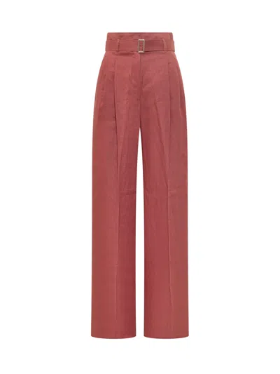 Max Mara Brick Red Tailored Pleated Pants