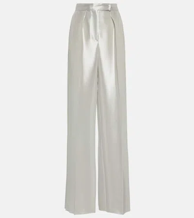 Max Mara Bridal Tebano Silk-blend Pants In Grey