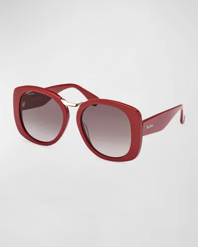 Max Mara Bridge Acetate Butterfly Sunglasses In Shiny Bordeaux Gradient Smoke