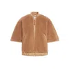 Max Mara Teddy Fabric Bomber Jacket Cape In 001