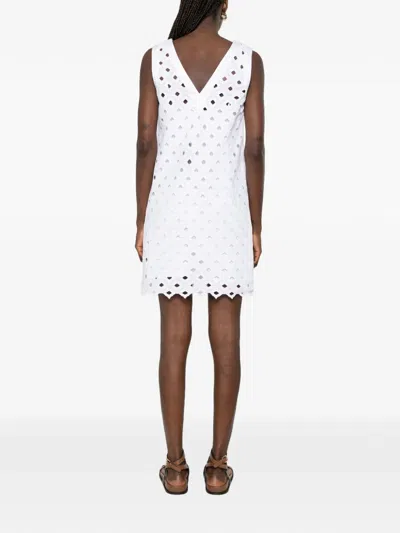 Max Mara Broderie-anglaise Sleeveless Mini Dress In White