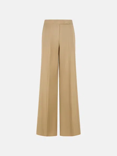Max Mara 'bronte' Beige Virgin Wool Blend Pants In Brown