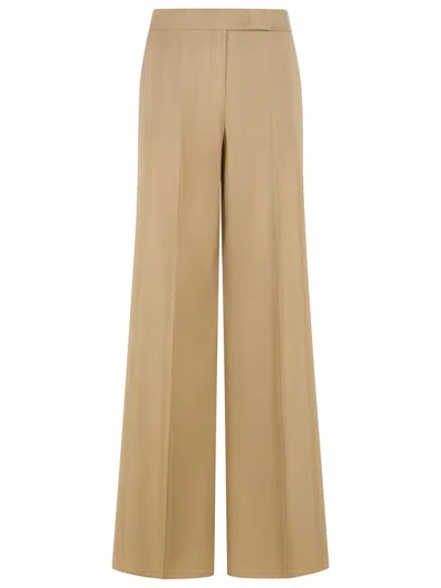 MAX MARA MAX MARA 'BRONTE' BEIGE VIRGIN WOOL BLEND PANTS