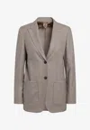 Max Mara Single Breasted Jacket Notch Lapel Pockets In Gray