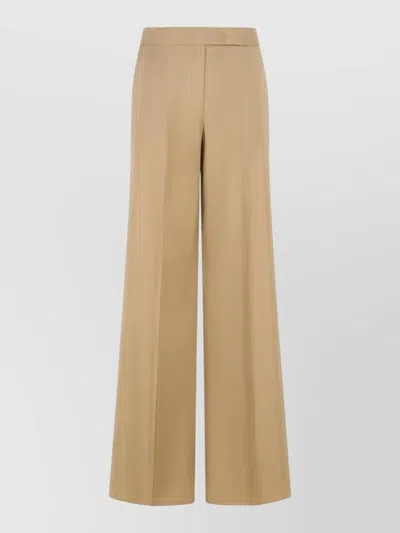 Max Mara Bronte Virgin Wool Blend Wide Leg Pants In Brown