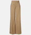 Max Mara Bronte Virgin Wool Blend Wide Leg Pants In Brown
